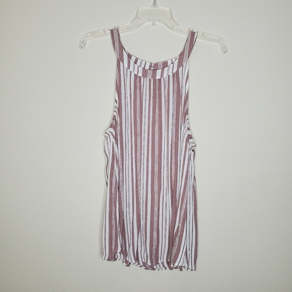 Torrid Pink & White Striped Halter High Neck Goddess Tank Top - Picture 2 of 8